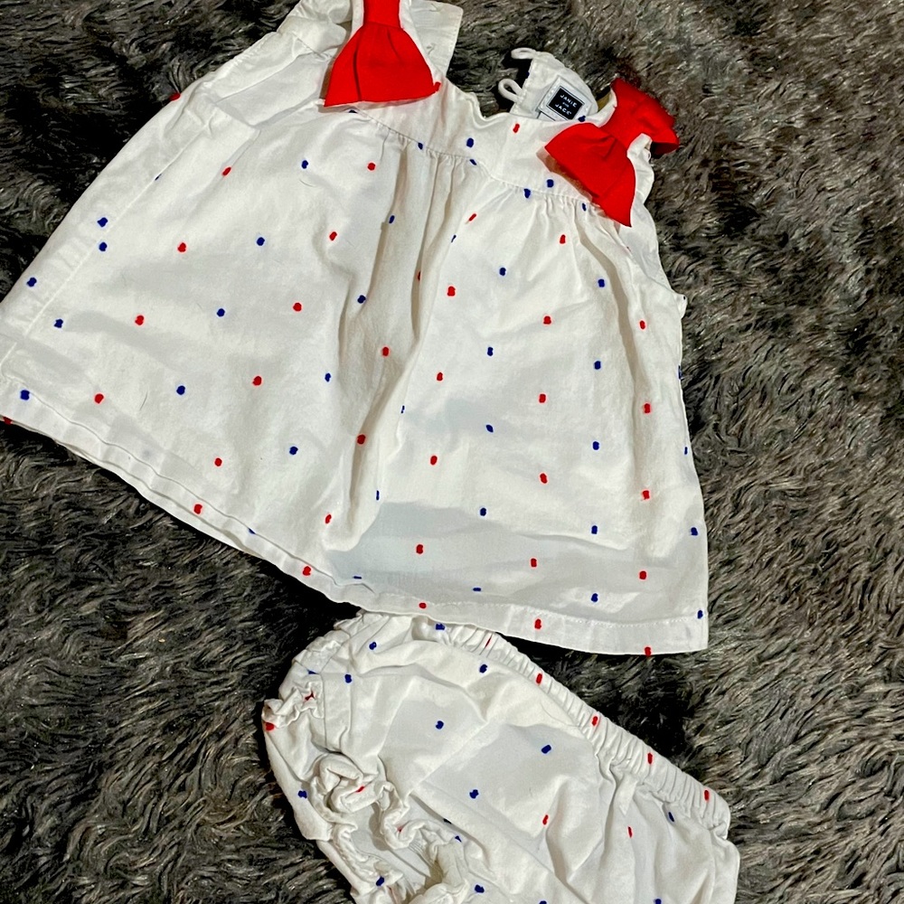 Red white and blue girl dress and bloomers